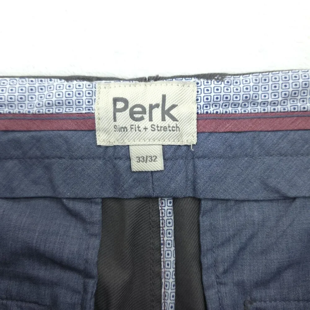 Perk Slim Fit + Stretch Chino Pants Flat Front Mens 33x32 Gray